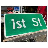 Metal road sign