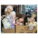 2 boxes of porcelain dolls