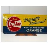 1958 Tru-Ade drink embossed tin sign