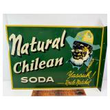 Early Natural Chilean soda flange sign tin