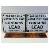 2 porcelain gas pump plates