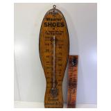 22" antique wearer shoes wood thermometer