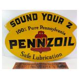 1950 pennzoil double sided sign
