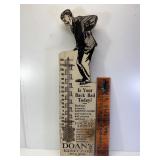 21" Doans pills antique wood thermometer