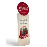 1947 Coca Cola 6 pack with 16' button sign tin