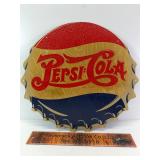 1940's Pepsi Cola double dot embossed tin sign