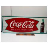 Vintage fishtail coke tin sign 32x12