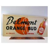 Vintage 1940s Belmont Orange Bud embossed tin sign