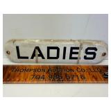 Vintage porcelain ladies bathroom sign
