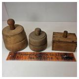 3 Wood Butter Molds