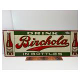 Antique Birchola drink tin sign embossed