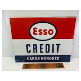 18' porcelain Esso credit cards double sided sign