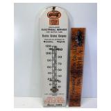 15" United motors antique wood thermometer