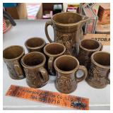 McCoy Buccaneer Pitcher & 7 Mugs