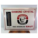 Vintage tin diamond crystal salt thermometer sign