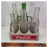 Metal Coke 6 Pack w 5 Bottles