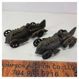 2 Cast Iron Hubley Cars