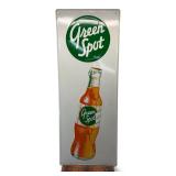 36' 1950's Green spot bev tin vertical sign