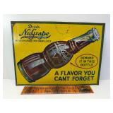Antique NuGrape tin tacker sign