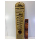 21" vet medicines antique wood thermometer