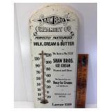 21" antique Shaw bros creamery co wood thermometer