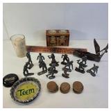 Lead Soldiers, Knife, Teem Cap, ect.