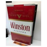 Large metal Winston cigarette pack sign