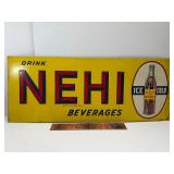 Early NEHI beverages embossed tin sign
