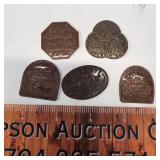 5 Vintage Coca Cola Tokens