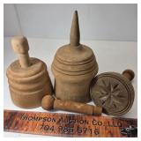 2 Wood Butter Molds, Wood Stamp