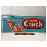 30' vintage Orange Crush embossed tin sign