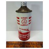 Cities service outboard motor oil can