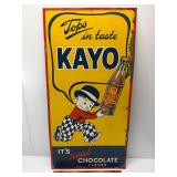 Vintage Kayo embossed tin vertical sign