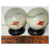 2 glass Mobil oil Pegasus banks baseball