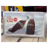 Vintage cardboard coke ads with Coke alum frame