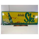 32' vintage drink Ski embossed tin sign