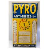 Large Pyro anti-freeze thermometer advertising tin
