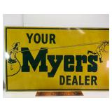 30' vintage Myers dealer tin sign