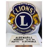 Vintage 28.5' lions sign Albemarle NC advertising