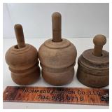 3 Wood Butter Molds. 1 Cracked
