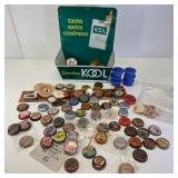 Kool Cigarette Ad & Bottle Caps