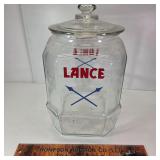 8 Sided LANCE Jar. Chip in lid. Chip in rim of jar