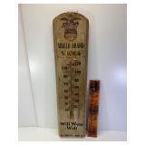 24" antique shield brand shoes wood thermometer