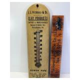 14" antique Jj Fitzgerald co wood thermometer