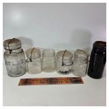 6 Jars, Amber Helmes RR Mills, Atlas, Ball