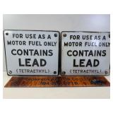 2 porcelain gas pump plates