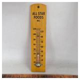 8' All Star Foods Wood Thermometer. (Broken)