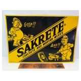 1964 Sakrete embossed tin sign near mint!