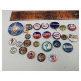 Vintage political pins and other