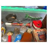 Antique Brown Mule box with contents